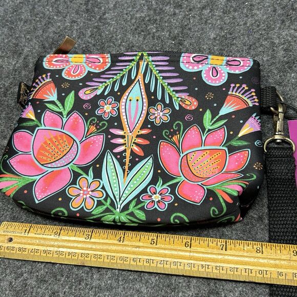 Laurel Burch Wristlet Colorful Floral Soft Neoprene Texture Detachable Strap NEW - Picture 9 of 10